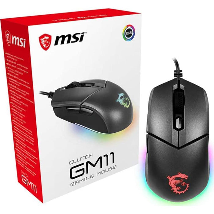 MSI CLUTCH GM11 5000 DPI Ergonomic Design Gaming Mouse in Black - Clutch-GM11