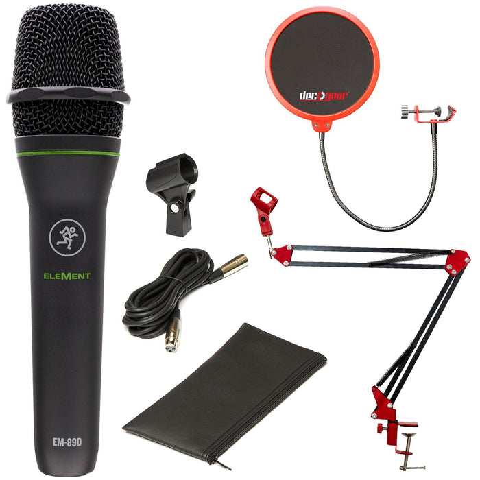 Mackie EleMent Series EM-89D Dynamic Vocal Microphone with Deco Gear Boom Arm Bundle
