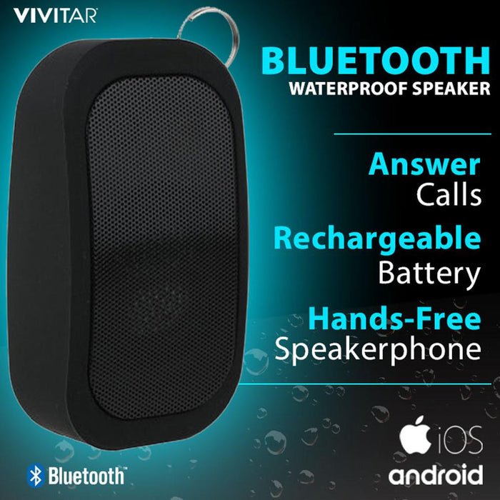Vivitar VM60013BT-BLK-CVS Waterproof Bluetooth Speaker, Black (2-Pack)