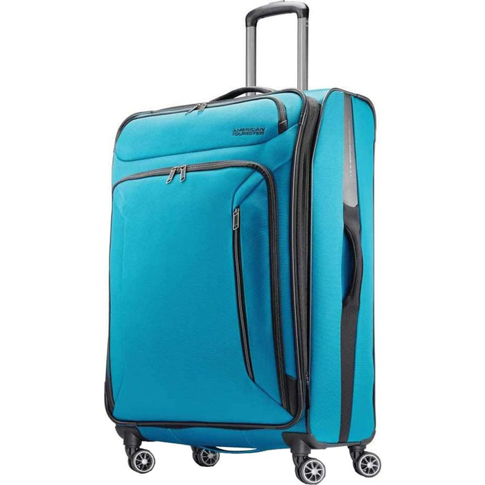 American Tourister 28" Zoom Spinner Expandable Suitcase Luggage with Dual Spinner Wheels, Teal Blue