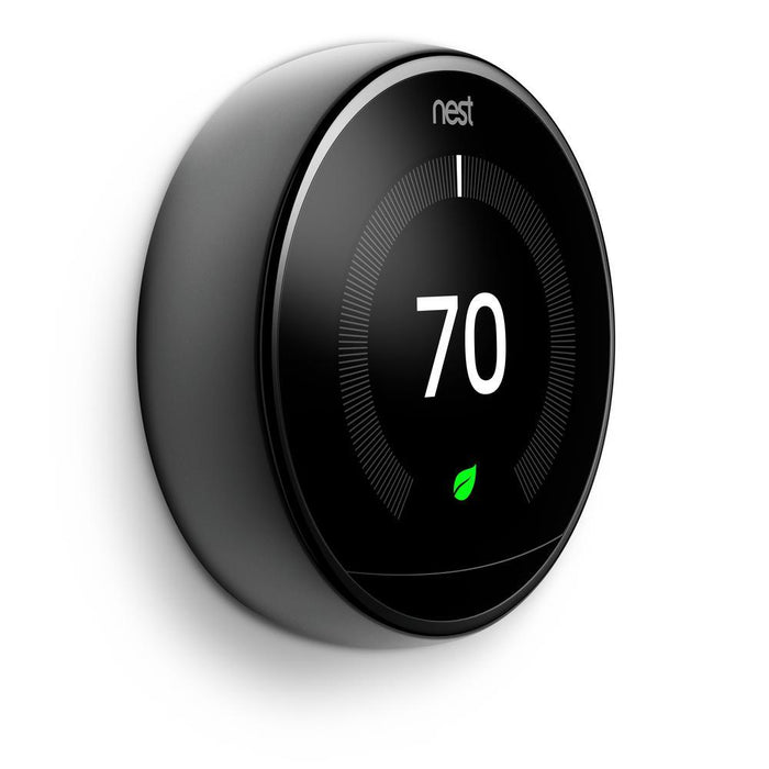 Google Nest Learning Smart Thermostat 3rd Gen Mirror Black T3018US + Nest Cam Indoor Camera