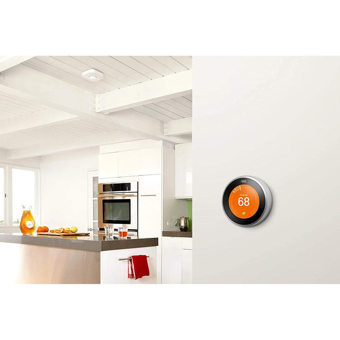 Google Nest Learning Smart Thermostat 3rd Gen Polished Steel T3019US + Nest Cam Indoor