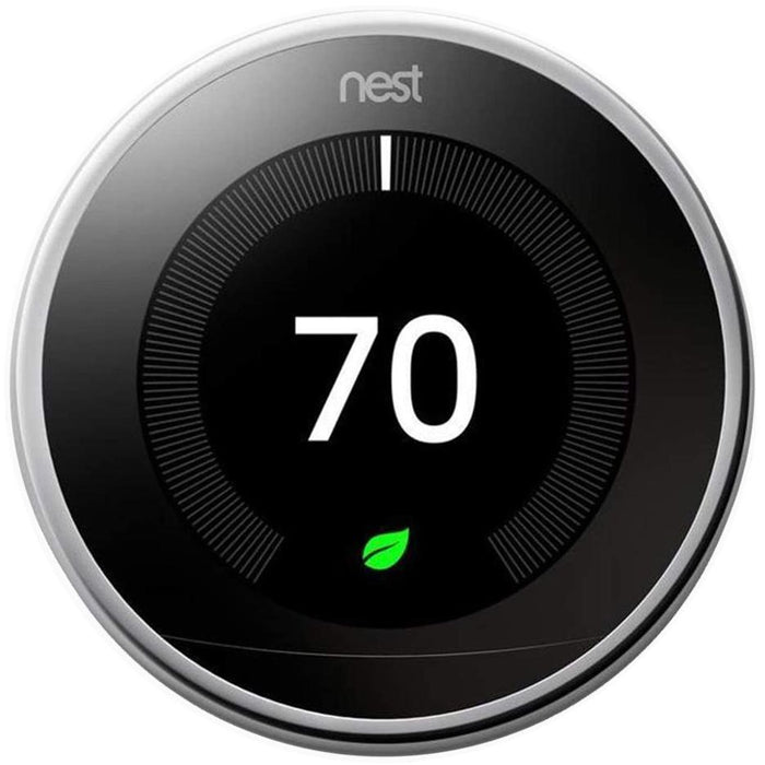 Google Nest Learning Smart Thermostat 3rd Gen Polished Steel T3019US + Nest Cam Indoor