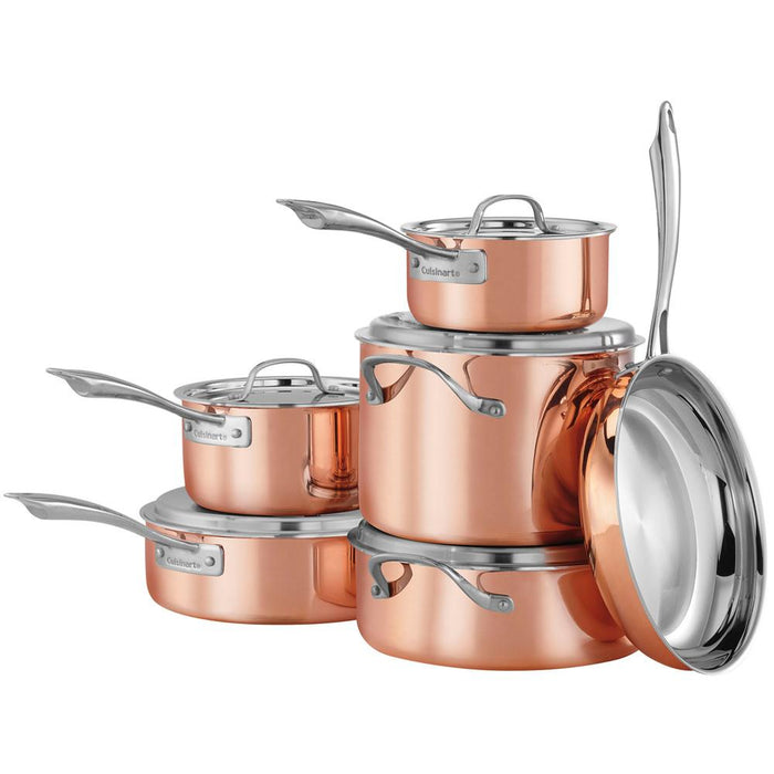 Cuisinart Copper Tri-Ply Stainless Steel 11-Piece Cookware Set +5pc Knife Bundle