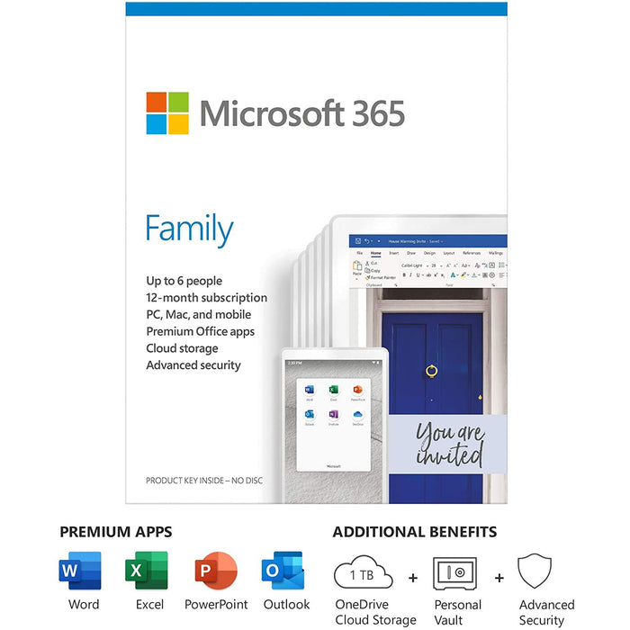 Microsoft 365 Family 1 Year Subscription for Up to 6 Users 6GQ-01193