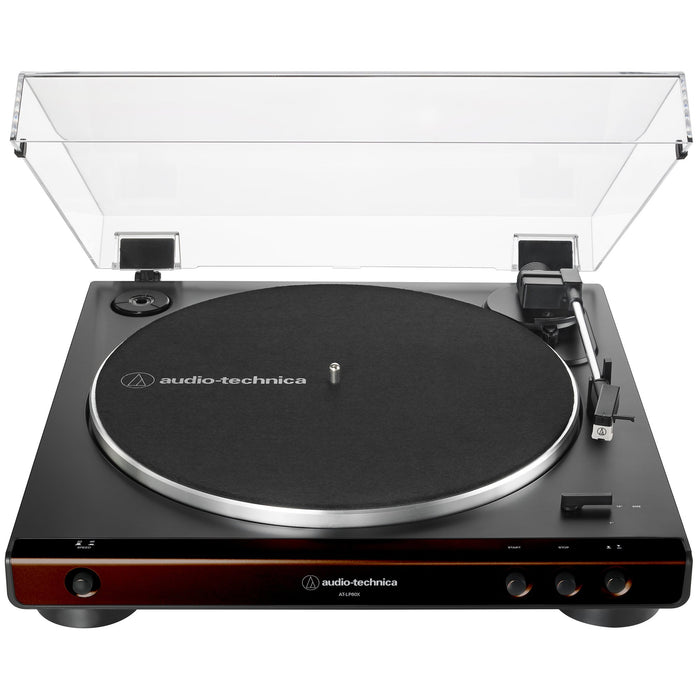 Audio-Technica AT-LP60X-BW Automatic Belt-Drive Turntable 33-1/3 & 45-Brown/Black Refurbished