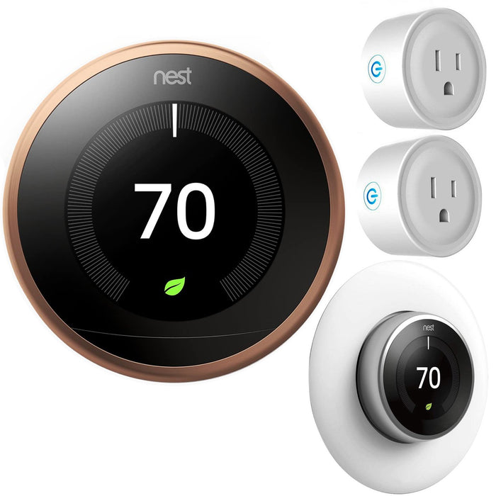 Google Nest Learning Smart Thermostat 3rd Gen Copper T3021US Home Essential Kit