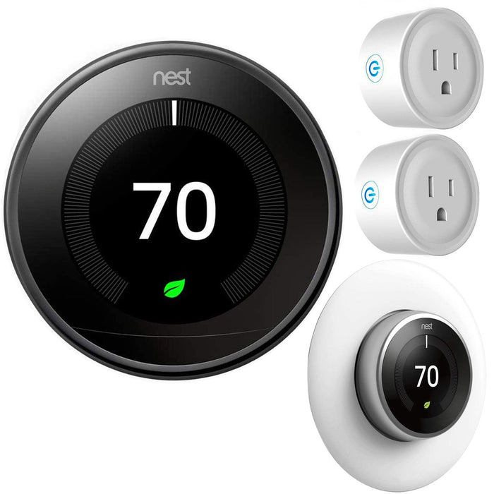 Google Nest Learning Smart Thermostat Gen3 Mirror Black T3018US Essential Kit