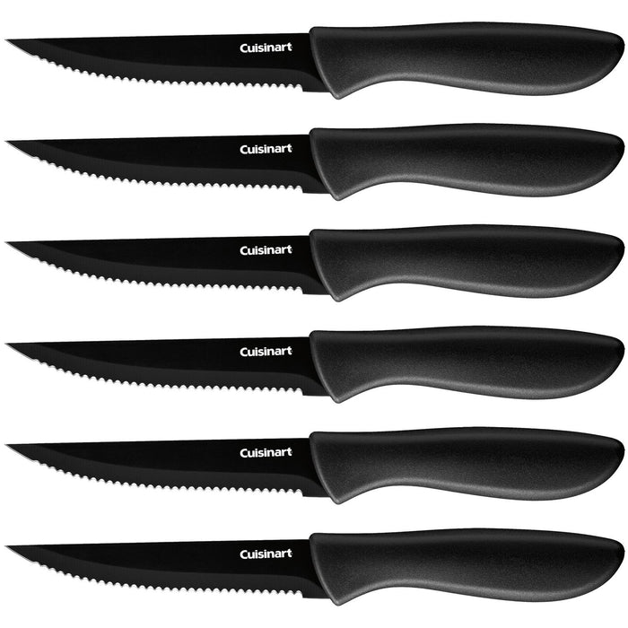 Cuisinart Advantage 6-Piece Ceramic Coated Serrated Steak Knife Set, Black C55-6PCSBK
