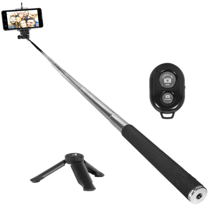 Deco Essentials 4-Pack Telescopic Metal 33" Selfie Stick w/ Tripod, Wireless Remote, iOS/Android