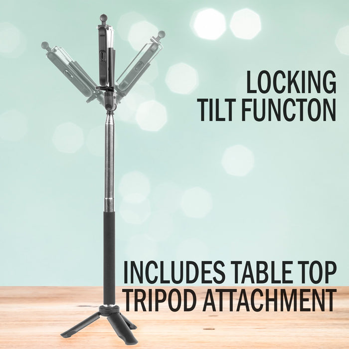 Deco Essentials 4-Pack Telescopic Metal 33" Selfie Stick w/ Tripod, Wireless Remote, iOS/Android