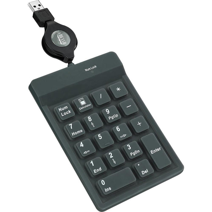 Adesso 18 Key USB Waterproof Numeric Keypad with Retractable Cable