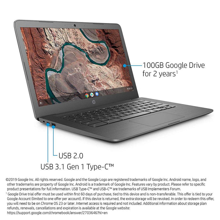 Hewlett Packard Chromebook 14" HD Non-Touch Laptop Grey + 365 Family