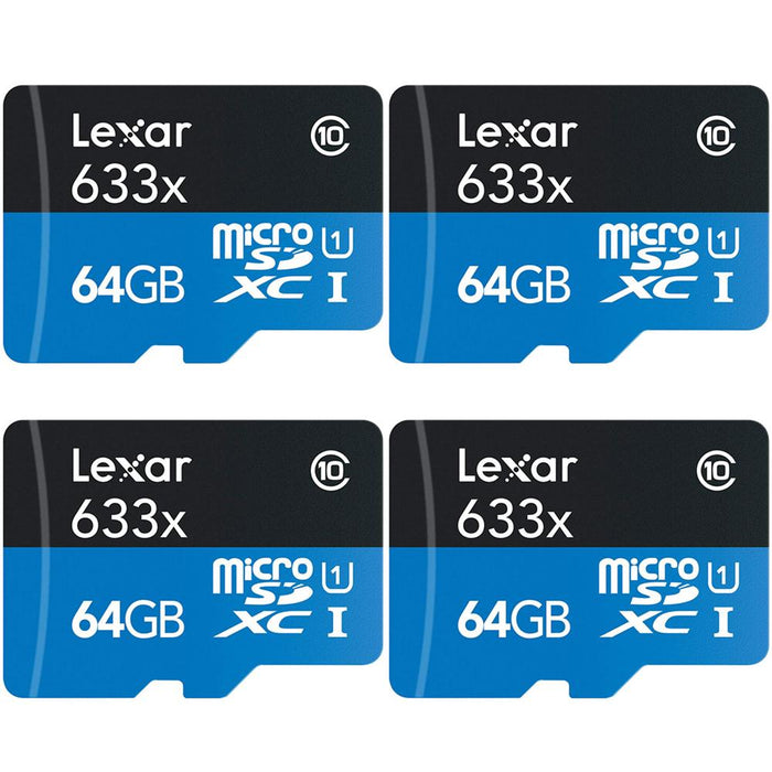Lexar High-Performance 633x microSDHC/microSDXC UHS-I 64gb Memory Card 4 Pack