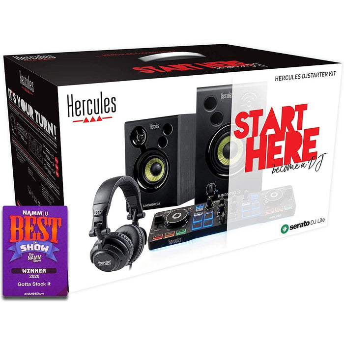 Hercules DJ Starter Kit Worldwide with Starlight, DJ Monitor 32, and HDP 40.1 Headphones