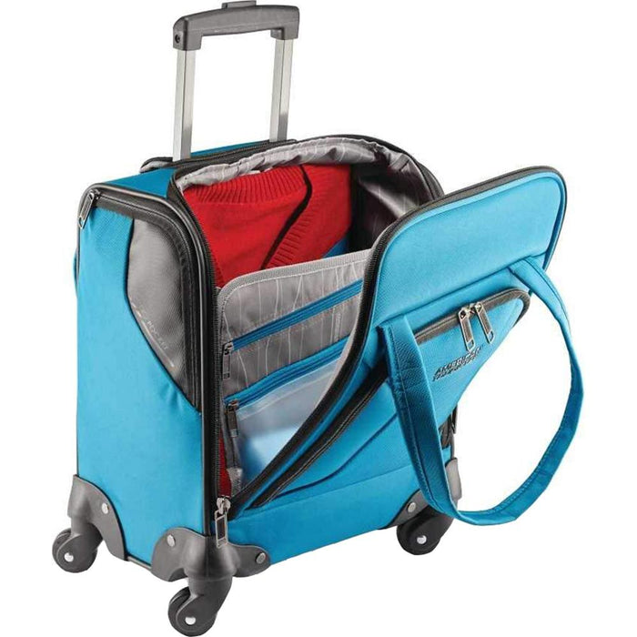 American Tourister Zoom Underseater Spinner Suitcase Luggage Tote, Teal Blue - Open Box