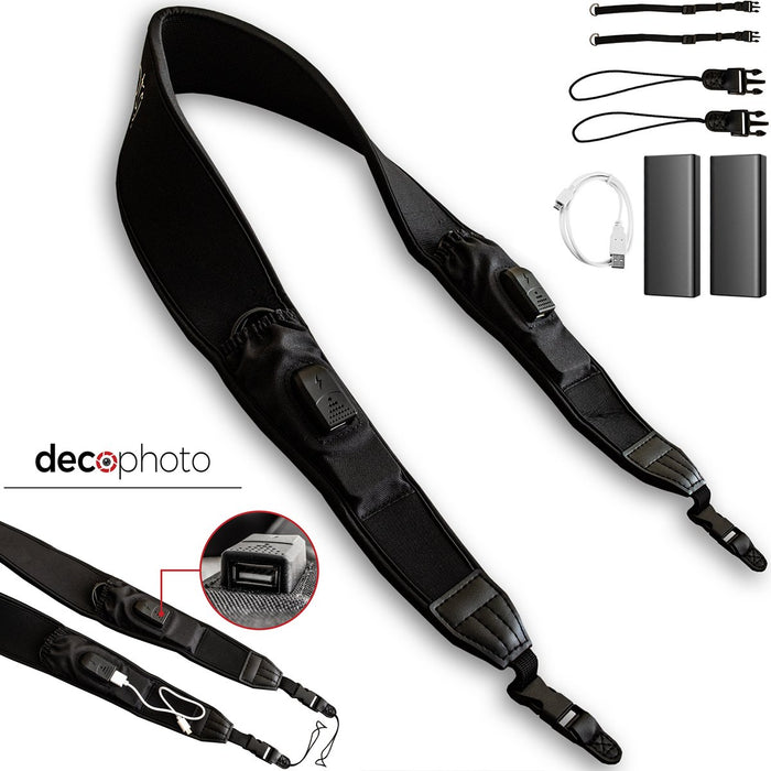 Deco Photo Power Strap w/ Camera Battery Charger Universal for Sony Nikon Canon + Backpack