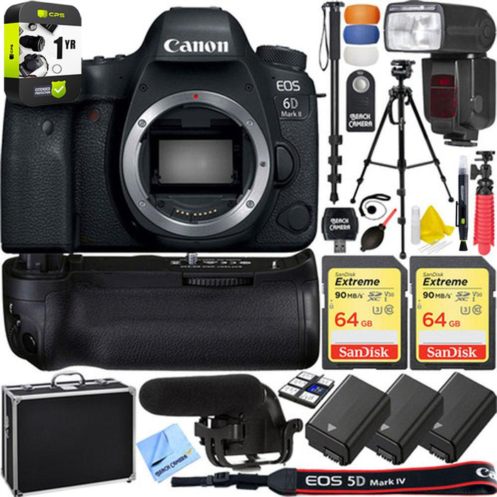 Canon EOS 6D Mark II Full-Frame DSLR Camera Pro Memory Triple Battery Recording Bundle