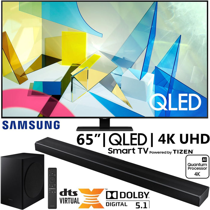 Samsung 65" QN65Q80TA Q80T QLED 4K UHD HDR Smart TV 2020 + HW-Q60T 5.1ch Soundbar Bundle