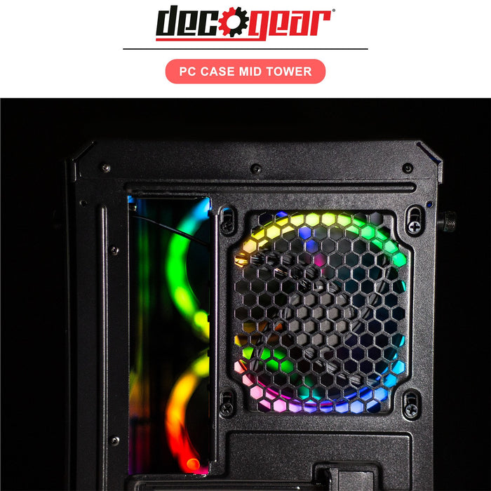 Deco Gear Mid-Tower PC Gaming Computer Case w/ Razer Thresher Tournament Wired Headset