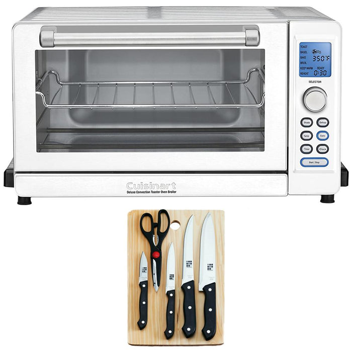 Cuisinart TOB-135WN Toaster Oven, White + 5pc Knife Set w/ Cutting Board