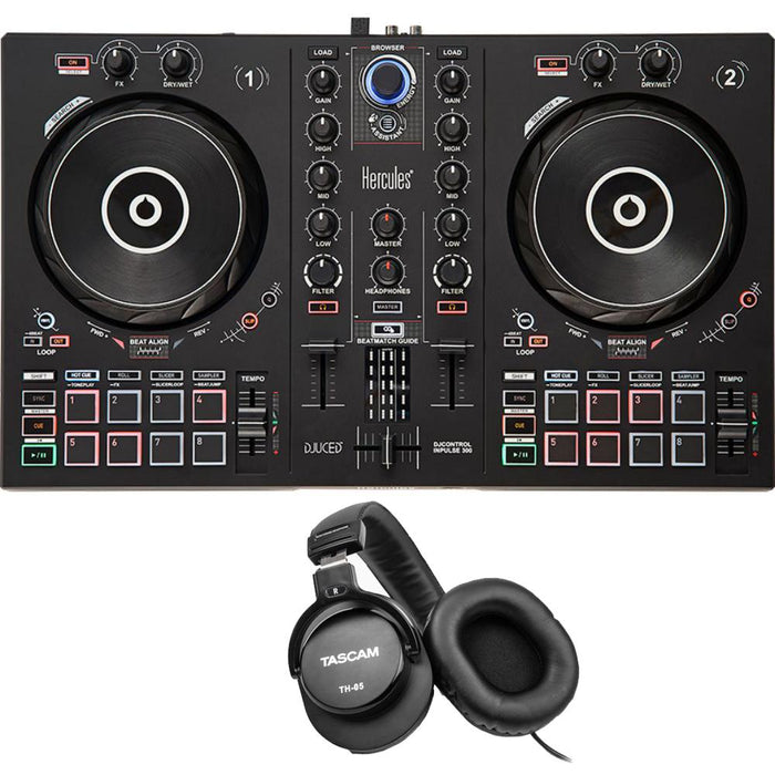 Hercules DJControl Inpulse 300 2-Channel DJ Controller for DJUCED + Headphones