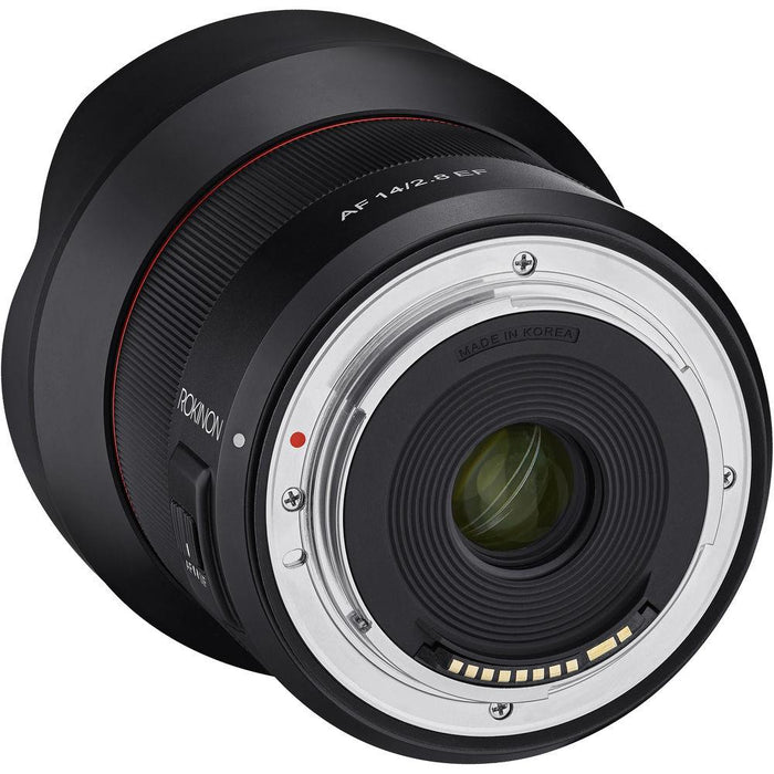 Rokinon 14mm F2.8 AF Wide Angle, Full Frame Lens for Canon EF +Lens Station Bundle