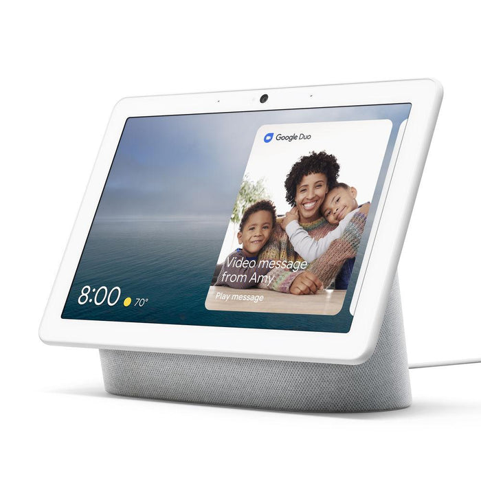 Google Nest Hub Max with Built-in Google Assistant (Chalk) with Nest Hub and Plug Bundle