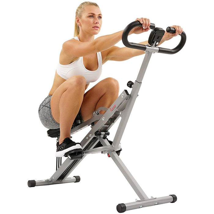 Sunny Health and Fitness Upright Squat Assist Row-N-Ride Trainer with Complete DVD Workout Guides Bundle