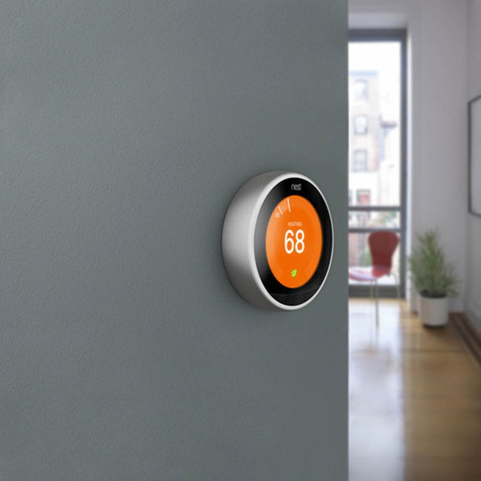 Google Nest Learning Smart Thermostat 3rd Gen Stainless Steel T3007ES + Hello Video Doorbell