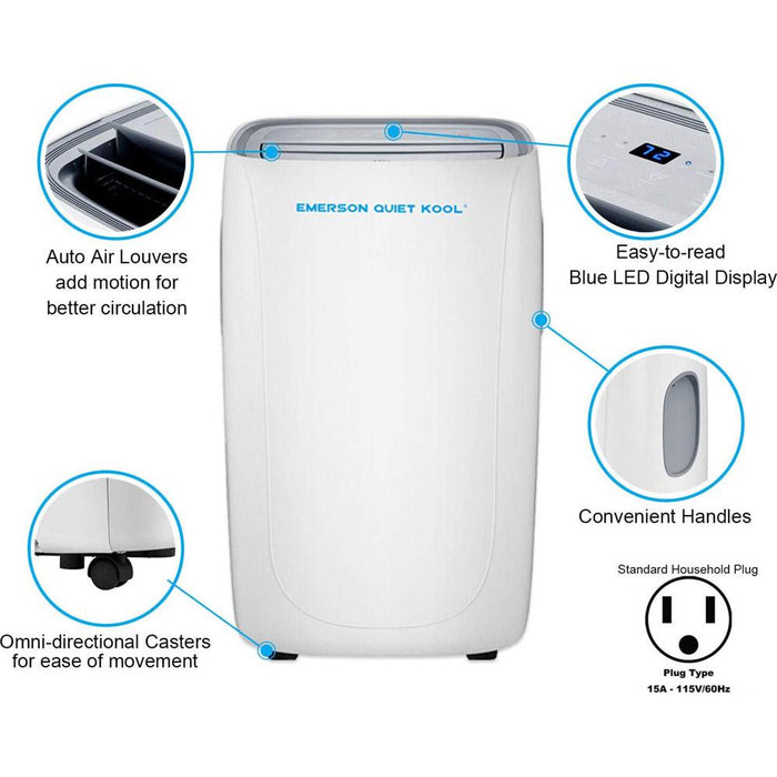 Emerson Quiet Kool EAPE12RD1 12,000 BTU Portable Air Conditioner with Heater