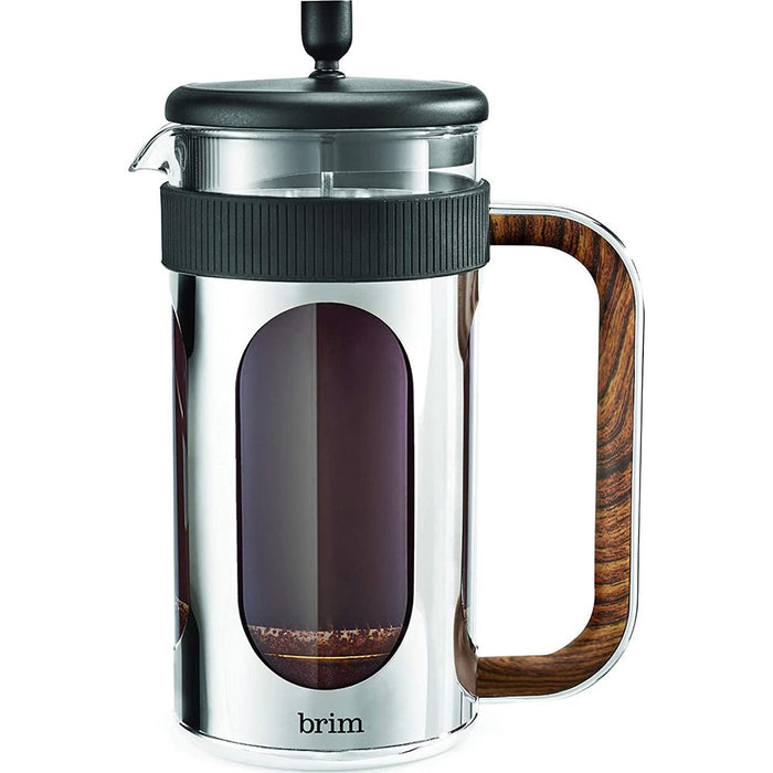 Brim 8 Cup French Press Coffee Maker with Wooden Pattern Handle - 50026