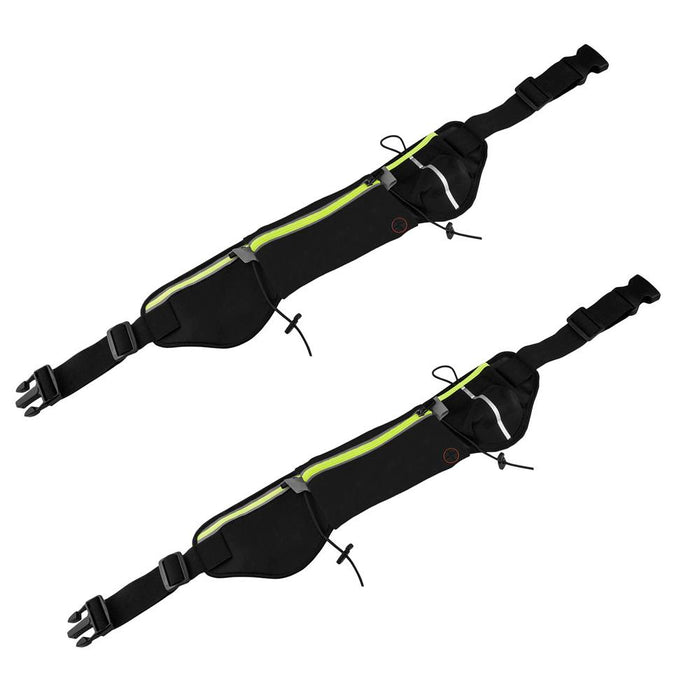 Deco Essentials Sport Zippered Waist Belt with Storage Bags and Bottle Holder, 2 Pack