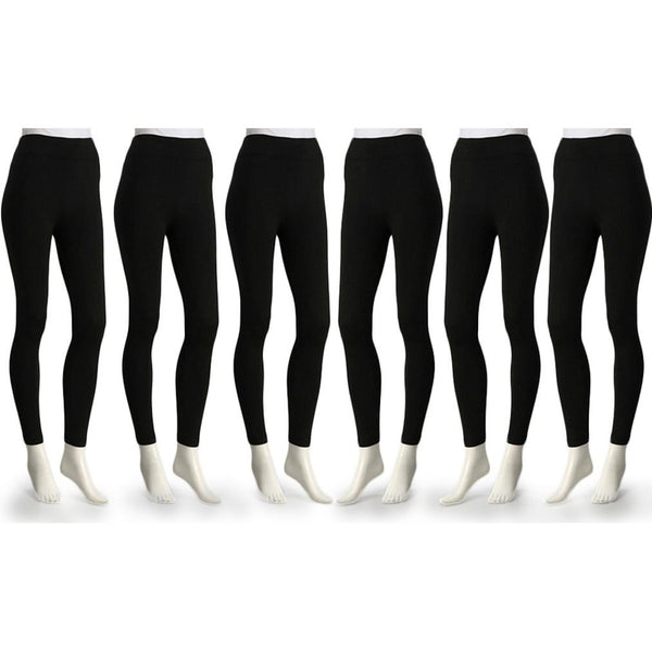 Fashionable Legs 6-Pack Fleece Leggings Assorted Colors (One size fits up  to size XL)
