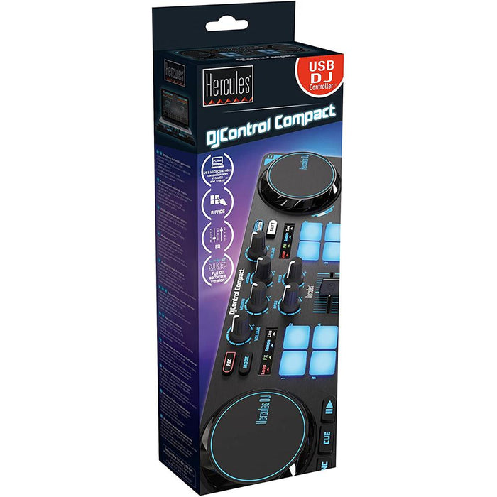 Hercules DJControl Compact Portable DJ Controller for Djuced w/ Bytech Headphones