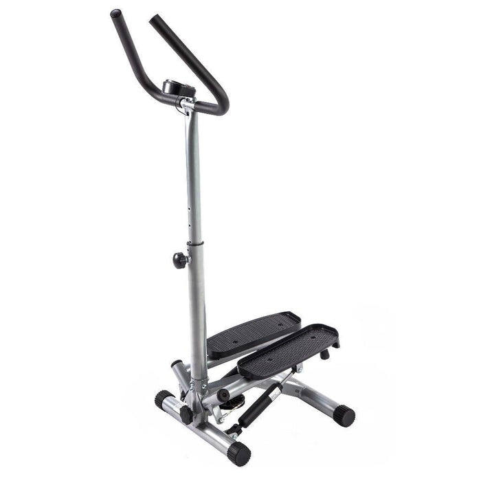 Sunny Health and Fitness Twister Step Machine Handlebar Adjustable Height & LCD Monitor + Workout Bundle