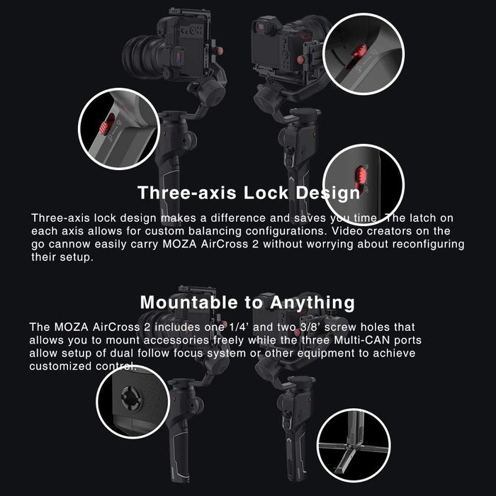 Moza AirCross 2 3-Axis Handheld Gimbal Stabilizer Professional Kit - (ACGN03)