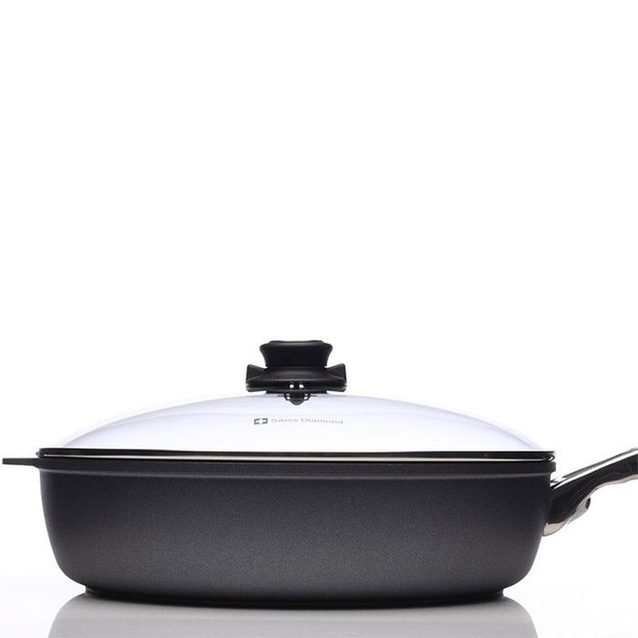 Swiss Diamond Nonstick Saute Pan with Steel Handle & Lid + Kitchen Tools Set