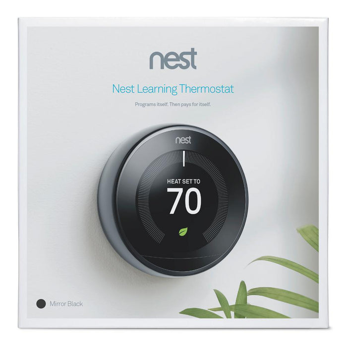 Google Nest Learning Thermostat 3rd Gen Smart Thermostat Mirror Black - T3018US