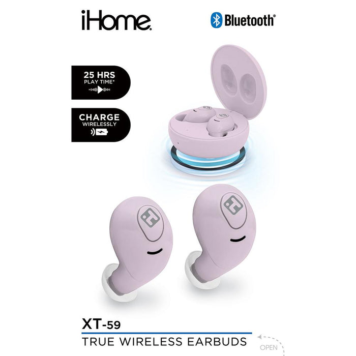 iHome HM-AU-BE-200-PK iHome XT-59 True Wireless Earbuds, Pink w/ Accessories Bundle
