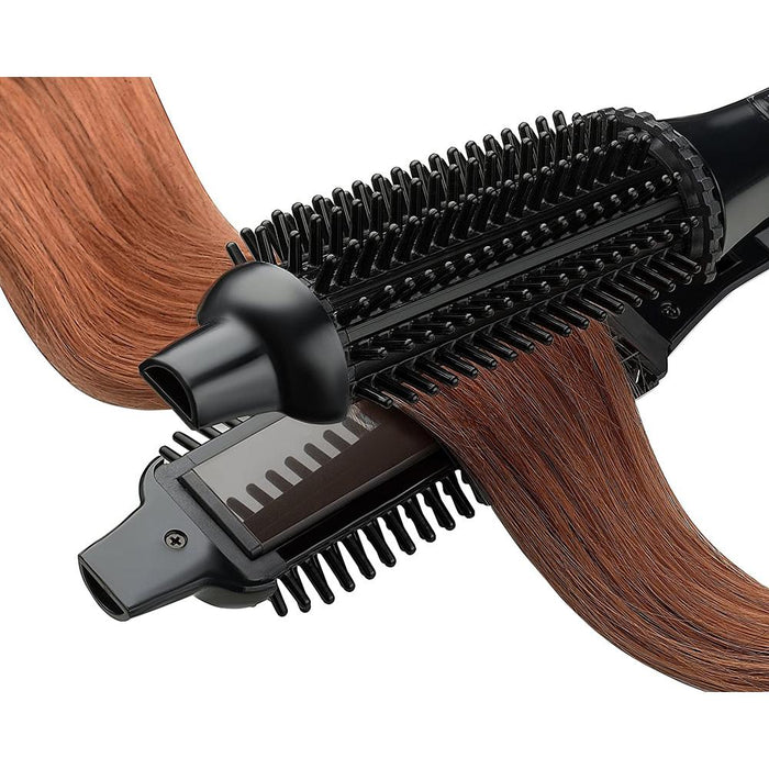 Perfecter Flat Iron Hair Straightener & Hot Round Brush 2-in-1 (Black)