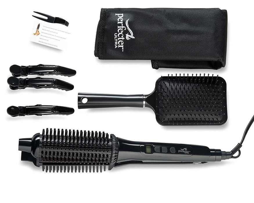 Perfecter Flat Iron Hair Straightener & Hot Round Brush 2-in-1 (Black)