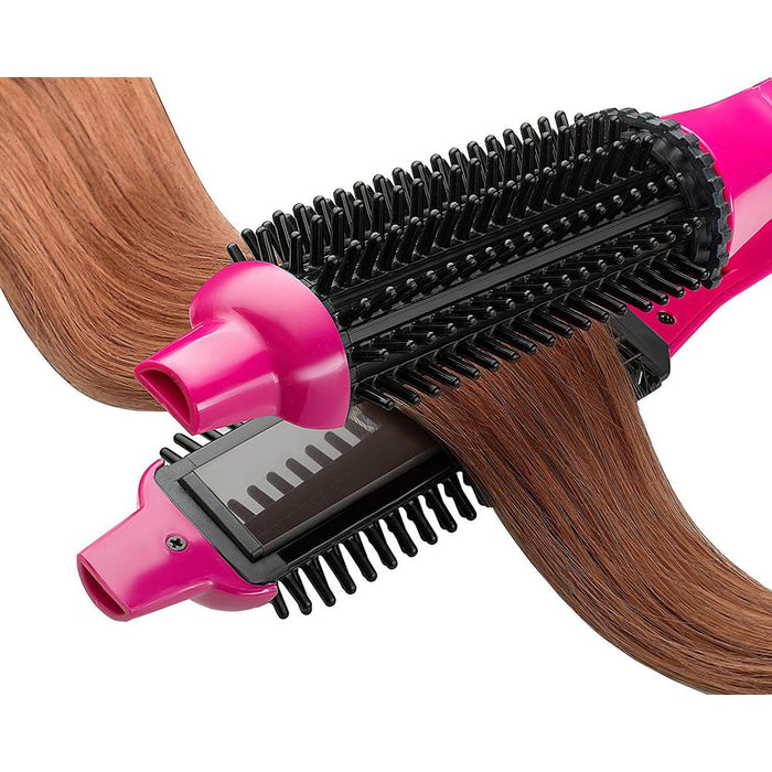 Perfecter Flat Iron Hair Straightener & Hot Round Brush 2-in-1 (Pink)