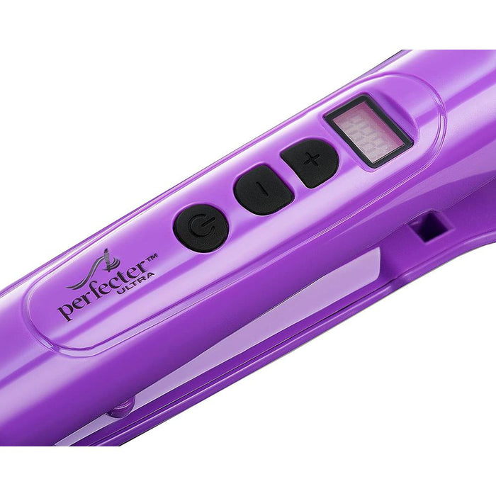 Perfecter Flat Iron Hair Straightener & Hot Round Brush 2-in-1 (Purple)