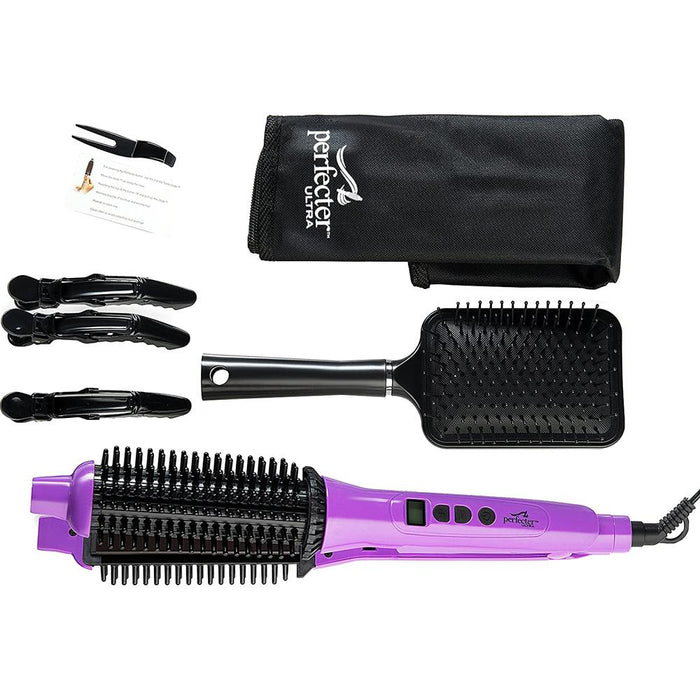 Perfecter Flat Iron Hair Straightener & Hot Round Brush 2-in-1 (Purple)