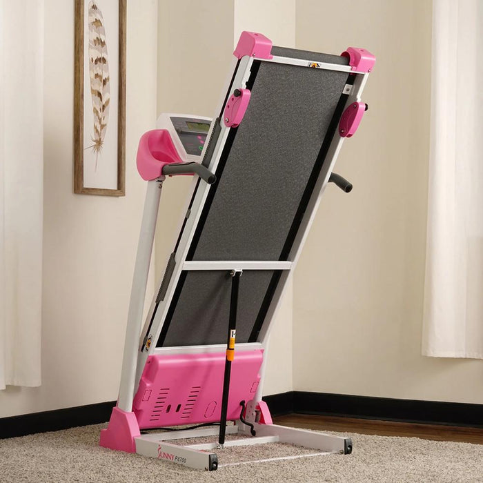 Sunny Health and Fitness Pink Treadmill w/ Manual Incline and LCD Display w/ Warranty Bundle