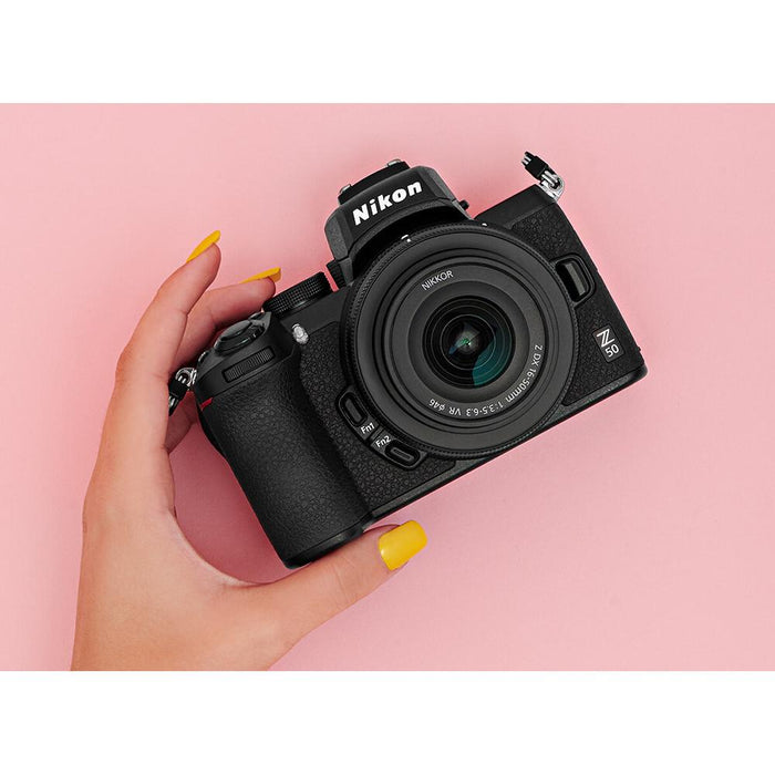 Nikon Z50 DX Mirrorless Camera Body NIKKOR Z DX 16-50mm VR Lens (Refurb) + 32GB Bundle