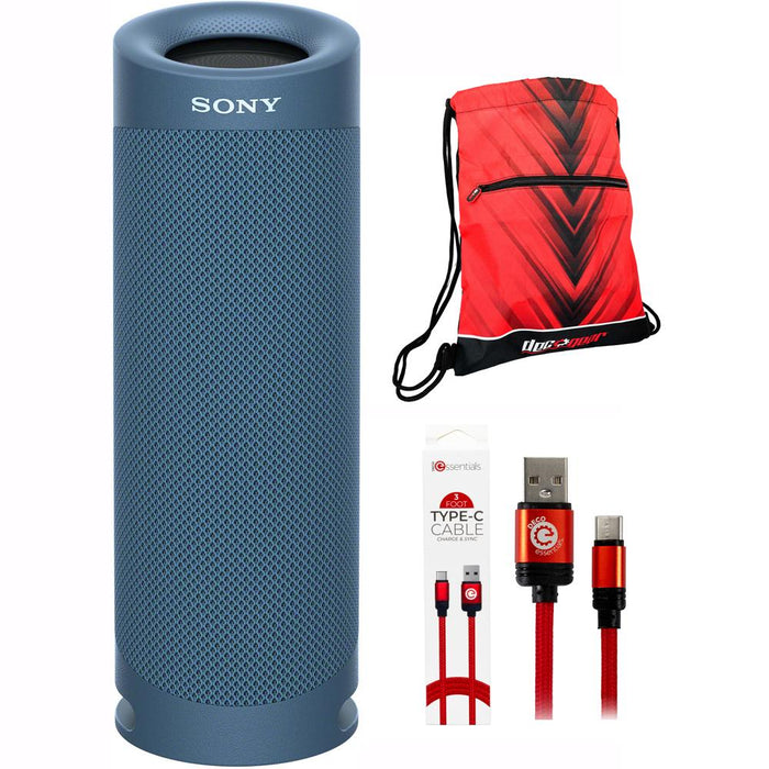 Sony XB23 EXTRA BASS Portable Bluetooth Speaker Blue + Backpack and USB Cable