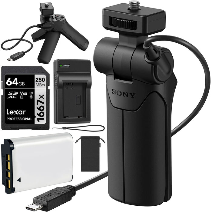 Sony VCT-SGR1 Shooting Grip Vlogging Camera Tripod 64GB Battery Kit for NP-BX1 Bundle