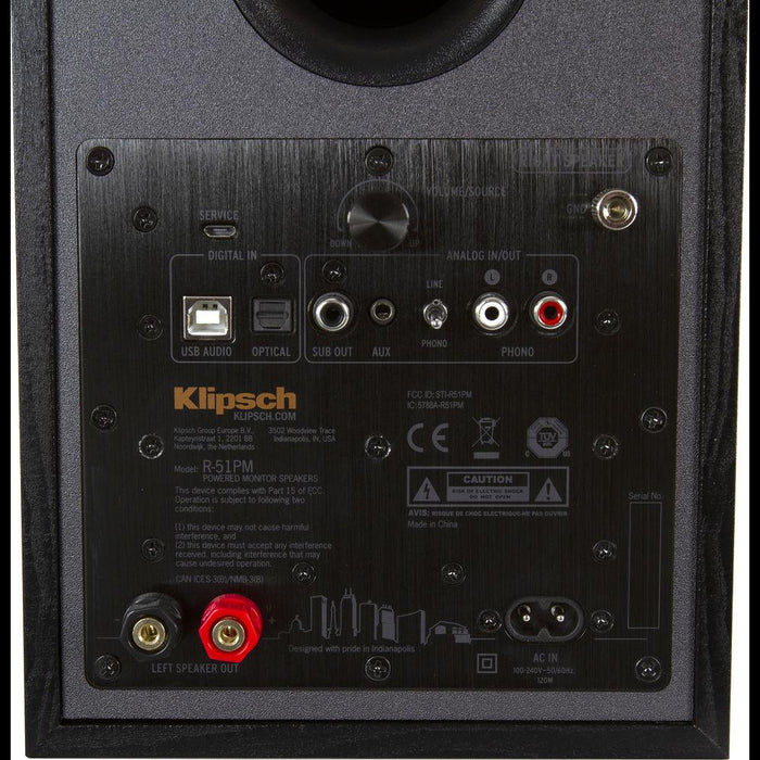Klipsch R-51PM 2-Way Powered Bluetooth Bookshelf Speakers, Pair +Software Bundle